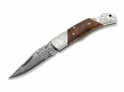 Magnum 01MB946DAM Damascus Duke vreckový nôž 6,2 cm, damašek, drevo Burl
