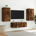 vidaXL 3-dielne TV nástenné skrinky s LED svetlami dymový dub