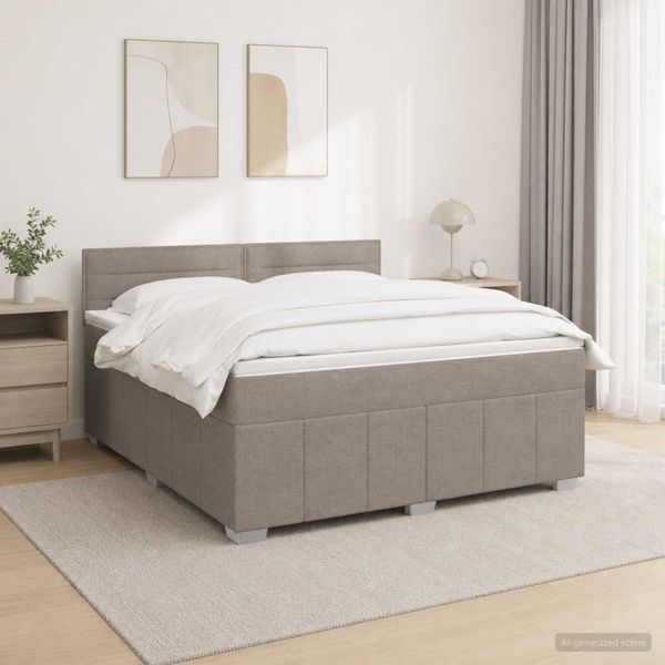 vidaXL Posteľ boxspring s matracom Sivohnedá 140 x 200 cm Látka