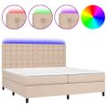 vidaXL Boxspring posteľ matrac a LED kapučínová 200x200 cm umelá koža