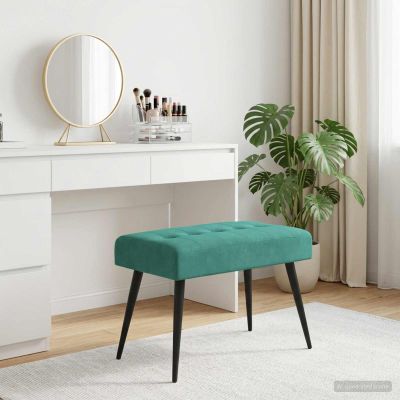 vidaXL Lavica s gombíkovým prešívaním Tyrkysová 60 x 40 x 45 cm Zamat