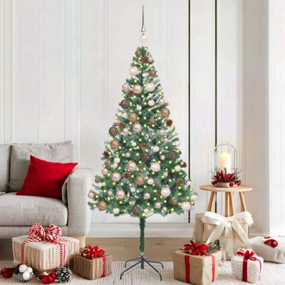 vidaXL Umelý vianočný stromček s 300 LED-i Zelená 180 cm PVC a oceľ