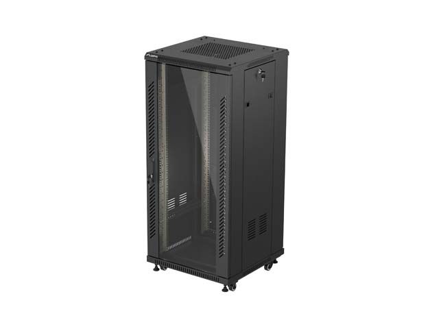 LANBERG 19'' VOĽNE STOJÚCA RACKOVÁ SKRIŇA 27U/600X600 (FLAT PACK) S PRESKLENÝMI DVERAMI ČIERNA