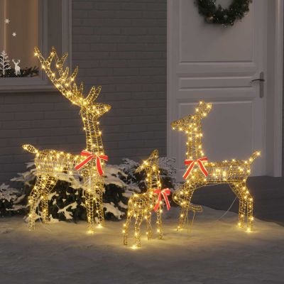 vidaXL Rodina sobov 3 ks 300 LED Teplá biela 67 x 26 x 127 cm PET