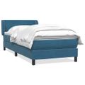 vidaXL Posteľný rám boxsping s matracom tmavomodrý 90x220 cm zamat