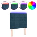 vidaXL Čelo postele s LED tmavomodré 100x5x118/128 cm zamat