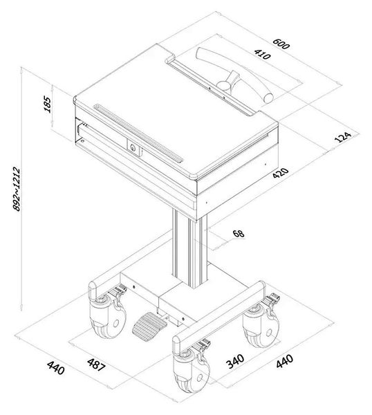 Neomounts  MED-M100 / Mobile Laptop Cart, incl. keyboard & mouse drawer / Creme Stojan, pojízdný, pro notebooky, úhloprícka do 17", nosnost 5kg, výška 89,2-121,2cm, ocel, šedý