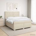 vidaXL Posteľ boxspring s matracom Krémová 180 x 200 cm Látka