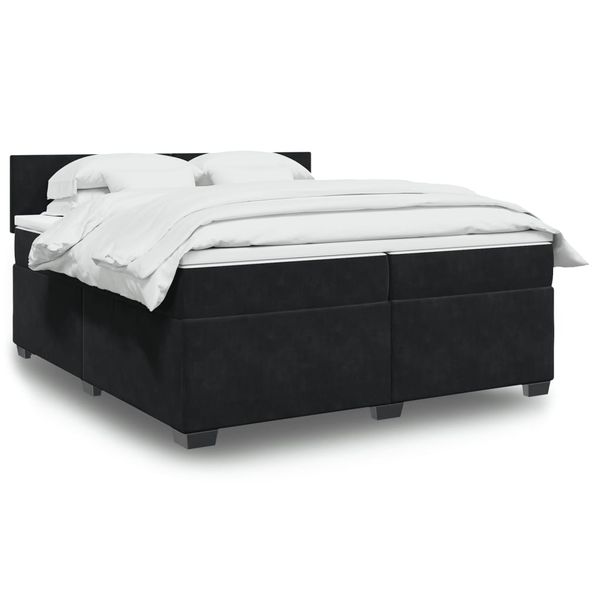 vidaXL Posteľný rám boxspring s matracom čierny 200x200 cm zamat