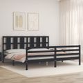 vidaXL Posteľný rám s čelom čierny 200x200 cm masívne drevo