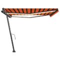 vidaXL Ručne zaťahovacia markíza s LED 400x300 cm oranžová a hnedá