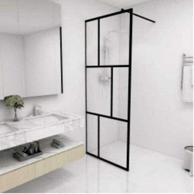 vidaXL Sprchová zástena s tvrdeným sklom čierna 80x195 cm