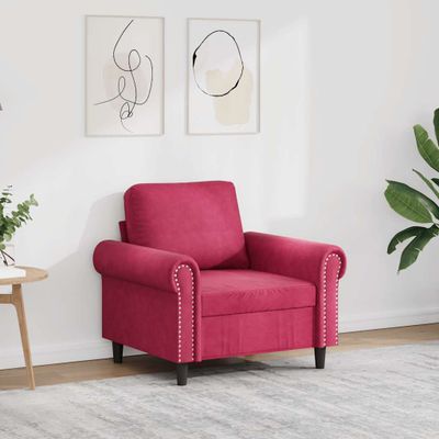 vidaXL Kreslo vínovo-červené 60 cm zamat