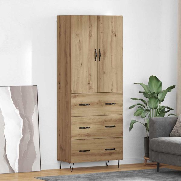 vidaXL Highboard 2 pcs Remeselný dub Konštrukčné drevo a sklo