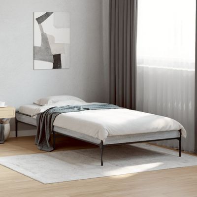 vidaXL Posteľný rám sivý sonoma 90x200 cm kompozitné drevo a kov