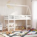 vidaXL Vyvýšená posteľ rebrík strecha biela 90x190 cm masívna borovica