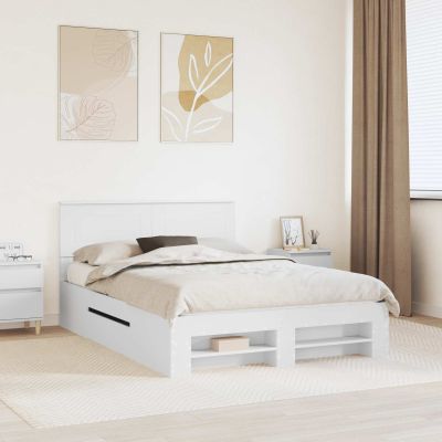 vidaXL Rám postele s čelnou doskou Biela 150 x 200 cm Kompozitné drevo