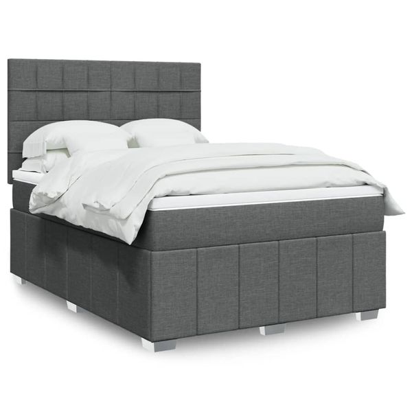 vidaXL Boxspring posteľ s matracom tmavosivá 140x200 cm látka
