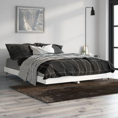 vidaXL Posteľný rám lesklý biely 140x190 cm kompozitné drevo