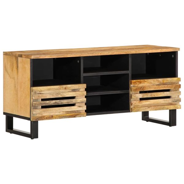 vidaXL TV skrinka 100x34x46 cm, surový mangový masív