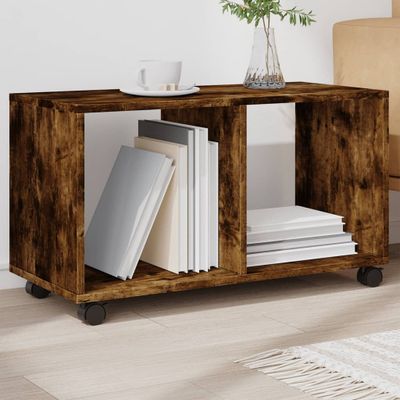 vidaXL Skrinka na kolieskach, tmavý dub 72x33x42,5cm, kompozitné drevo