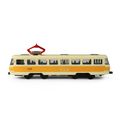 Kovová česká retro tramvaj žlutá 16 cm - otváracie dvere