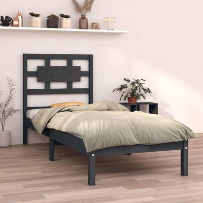 vidaXL Posteľný rám, sivý drevený masív 75x190 cm malé jednolôžko