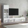vidaXL 4-dielne TV nástenné skrinky s LED biele kompozitné drevo
