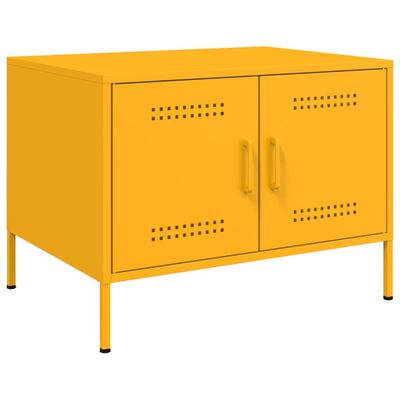 vidaXL Konferenčný stolík horčicový 68x50x50,5 cm oceľ