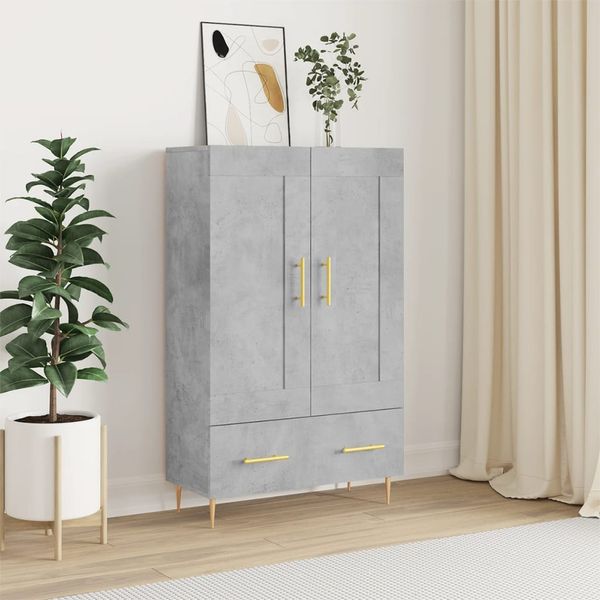 vidaXL Vysoká skrinka betónová sivá 69,5x31x115 cm kompozitné drevo