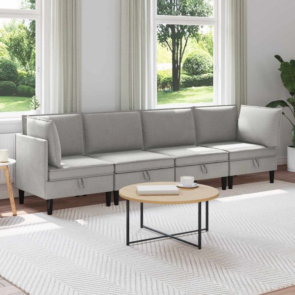 vidaXL Súprava nábytku do obývačky 4 pcs Svetlosivá Látka
