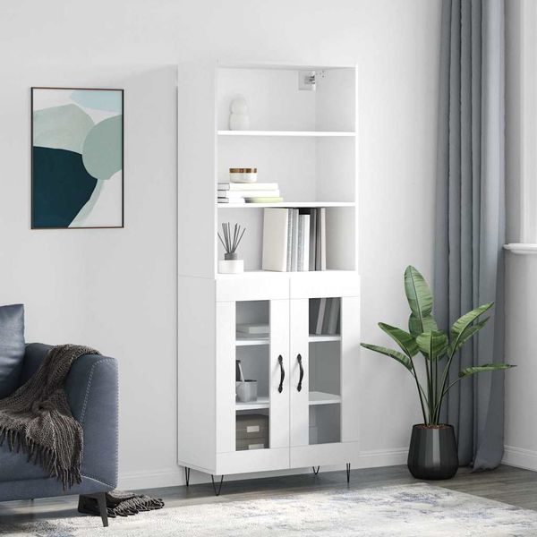 vidaXL Vysoká skrinka biela 69,5x34x180 cm spracované drevo