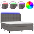 vidaXL Boxspring posteľ s matracom a LED sivá 160x200 cm umelá koža
