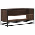 vidaXL TV skrinka hnedý dub 91x40x46 cm kompozitné drevo a kov