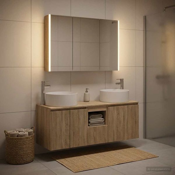 vidaXL Set kabinetov do kúpeľne 4 pcs Dub sonoma 103,5 x 15,5 x 70 cm