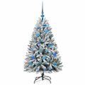 vidaXL Umelý Sklápací Vianočný Stromček 150 LED Zelená a biela 120 cm