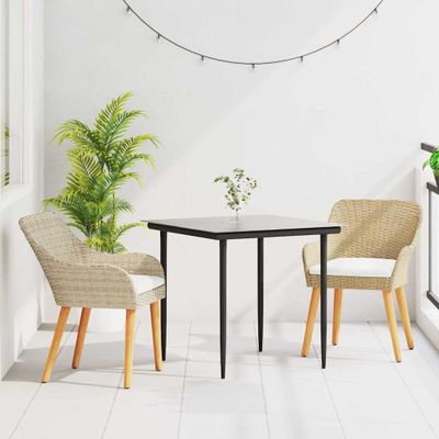 vidaXL Záhradný jedálenský set s vankúšom 3 pcs Béžová polyratan