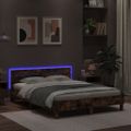 vidaXL Posteľný rám s čelom a LED dymový dub 150x200 cm