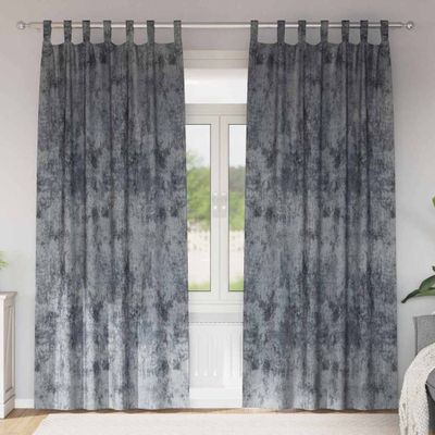 vidaXL Sametové závesy 2 pcs Strieborná šedá 245 x 140 cm Zamat