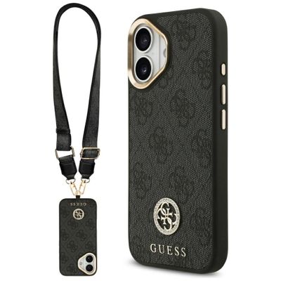 Puzdro Guess 4G Strass Logo & Big Strap Metal Buttons MagSafe pre iPhone 17 čierna