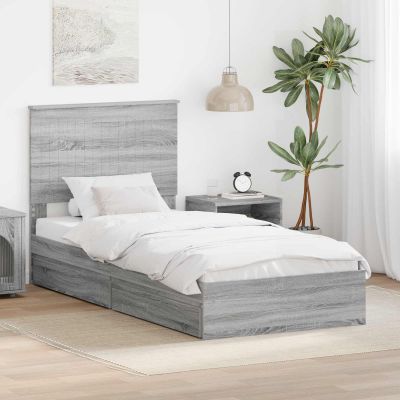 vidaXL Úložná posteľ Sivý Sonoma 90 x 200 cm Kompozitné drevo