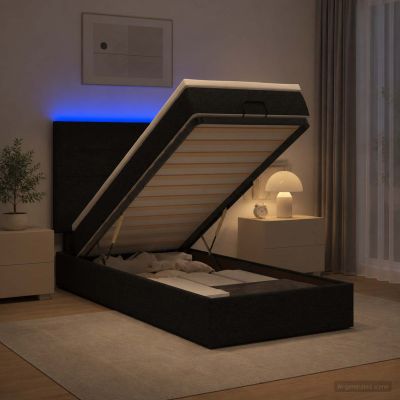 vidaXL Ottoman posteľ s matracom a LED Čierna 80 x 200 cm Látka