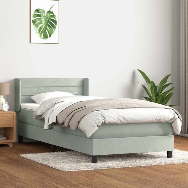 vidaXL Posteľný rám boxspring s matracom Svetlosivá 80x210 cm zamat