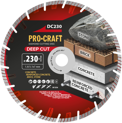 Diamantový rezný kotúč 230 mm PROCRAFT DC230 Deep Cut