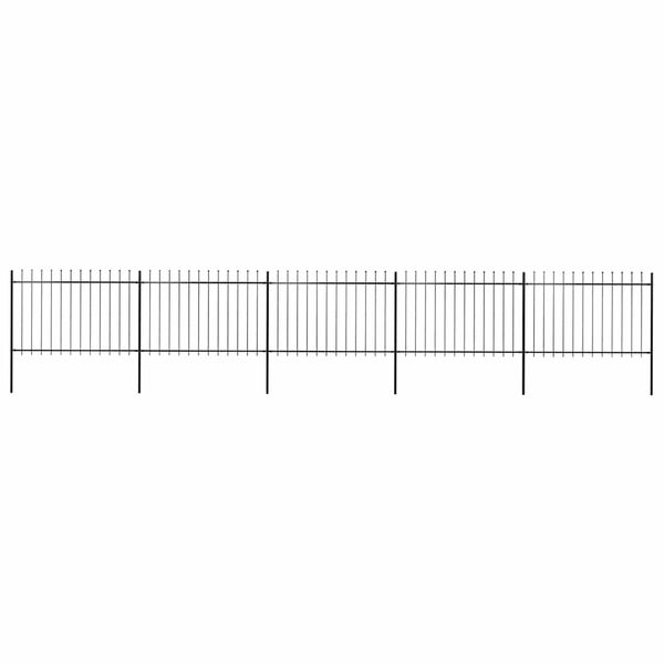 vidaXL Záhradný plot s vrchnou časťou z ocele 892,5x120 cm čierny