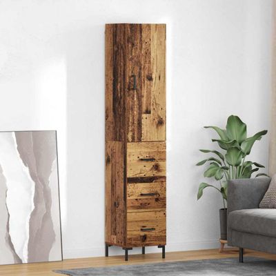 vidaXL Highboard Staré drevo 69,5 x 34 x 180 cm Kompozitné drevo