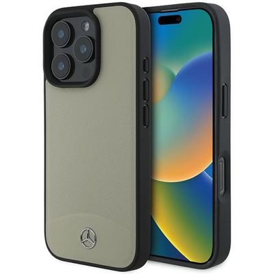 Puzdro Mercedes pre iPhone 16 Pro Max 6,9" MEHMP16X23RBARE Pevné puzdro MB Textúrovaná a hladká koža MagSafe béžová