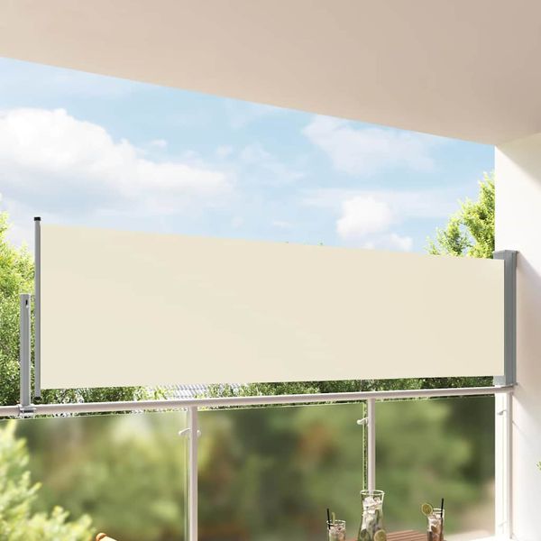 vidaXL Zaťahovacia bočná markíza na terasu 100x300 cm, krémová