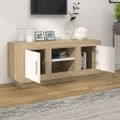 vidaXL TV stolík biely a sonoma 102x35x50 cm spracované drevo