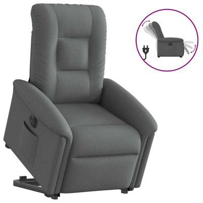 vidaXL Elektrické zdvíhacie sklápacie kreslo tmavosivé látka